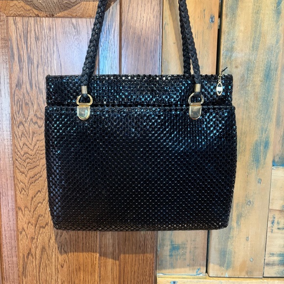 Handbags - Black Chainmail, Metal Mesh Shoulder Bag with Braided Handles